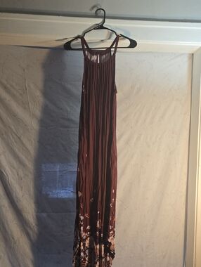 Maurices Plum Sleeveless Maxi Dress with Floral Hem